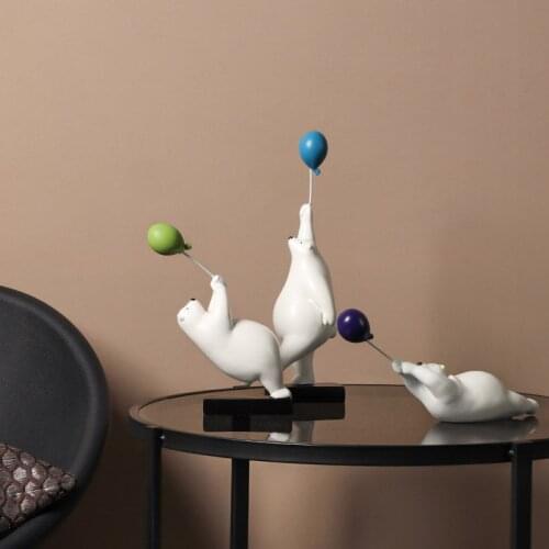Creative cute polar bear resin statue childrens room decoration living room entrance home decoration crafts c friend gift