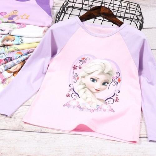Spring New Autumn Girls Long-Sleeved T-shirt Thin Babys Top Childrens Cartoon Princess Undershirt Fashion Clothes