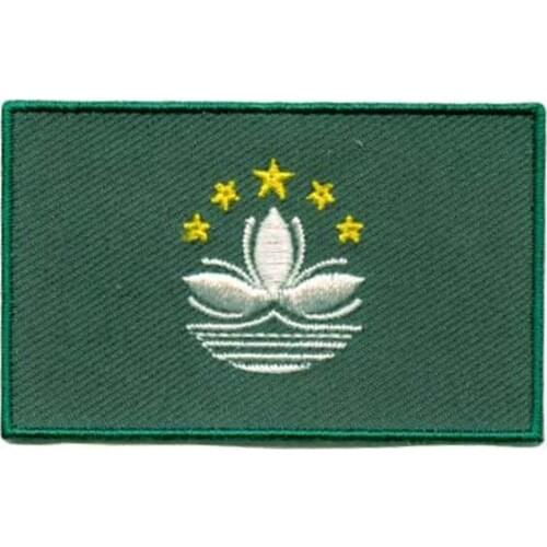 Macau Flag Embroidery Patch Made of Twill with Flat Broder and Iron On Backing MOQ50pcs free shipping by Post
