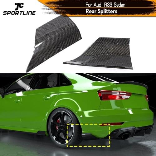 Rear Bumper Splitters for Audi RS3 Sedan 4 Door 2017 2018 2019 Carbon Fiber Rear Splitters Cupwing Winglets Apron Diffuser Lip