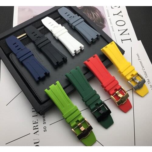 28mm Black blue 15703 nature Rubber silicone Watchband Men Watch Strap Band For AP Watch Audemars And Piguet belt logo tools