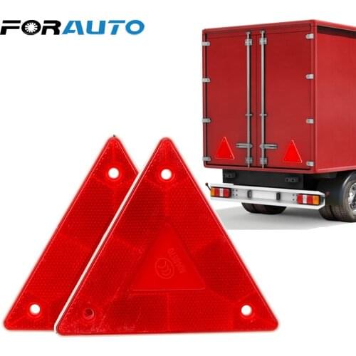 FORAUTO 2 Pcs Triangle Warning Reflector Stop Warning Sign Reflective Safety Sign Board Truck Plate Red Rear Light