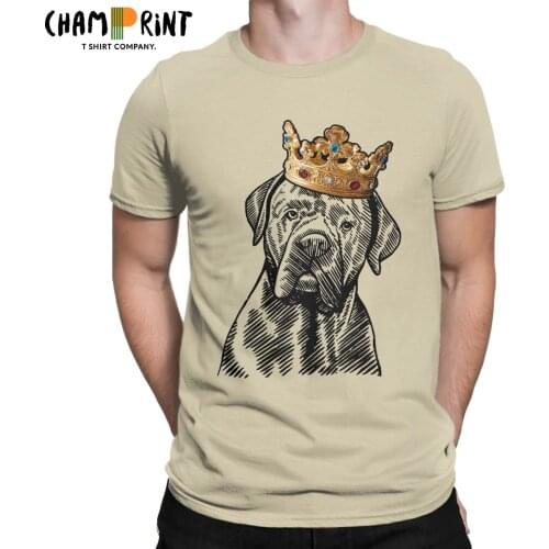 Awesome Cane Corso Dog Wearing Crown T-Shirts for Men Round Neck 100% Cotton T Shirt Mastiff Short Sleeve Tees Summer Clothes