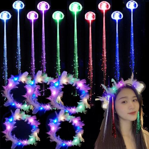 15pcs Women Girls LED Hair Barrettes Flashing Optic Braid Hairpin Feather Crowns Light up Wreath for Wedding Birthday Party Pack