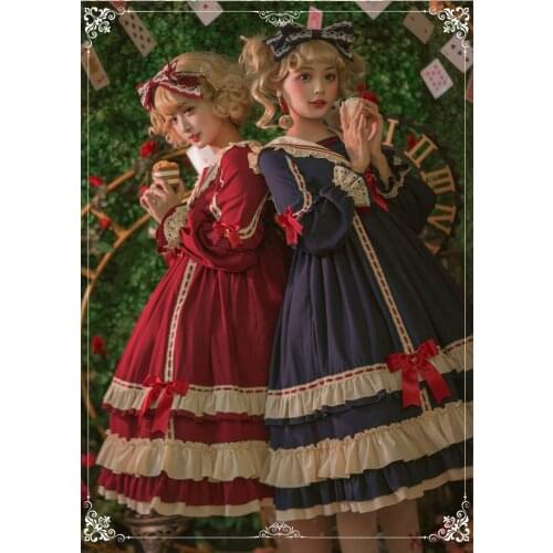 Palace princess sweet lolita dress vintage sailor collar lantern sleeve high waist victorian dress kawaii girl gothic lolita op