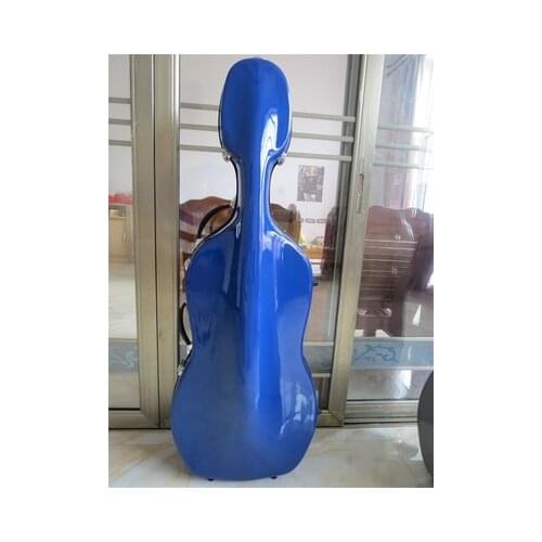 Great 4/4 blue fiberglass cello hard case w/wheells