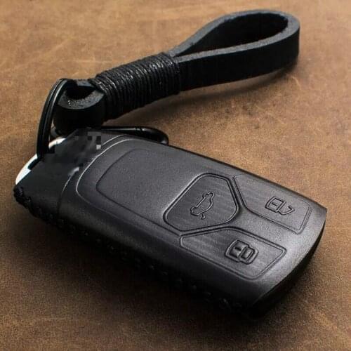 1 PCS Genuine Leather Key Cover Key Case for Audi New A4 A5 A6 Q7 2017-2018 Auto Accessories Car Styling