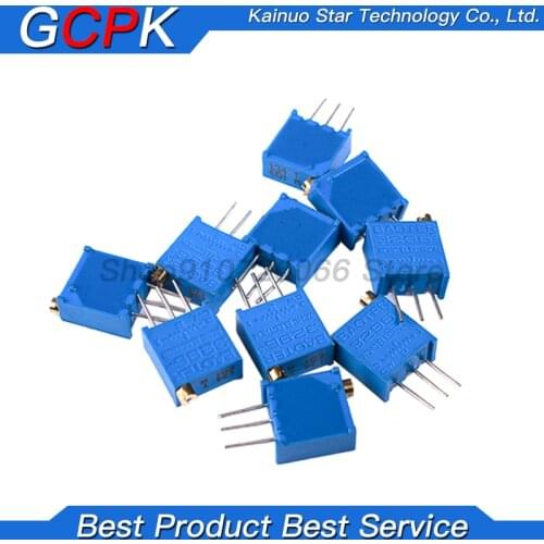 10pcs 3296W 3296 50 100 200 500 ohm 1K 2K 5K 10K 20K 50K 100K 200K 500K 1M ohm 103 100R 200R 500R Trimpot Trimmer Potentiometer