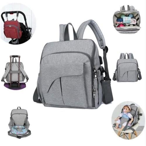 10pcs Fixed chair fashion mummy maternity baby nappy bag backpack usb waterproof nurse diaper bags baby stroller organizer