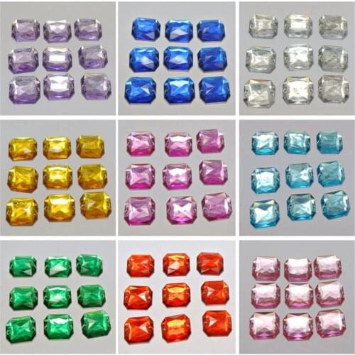 100 Flatback Acrylic Rectangle Sewing Rhinestone Gem Button 13X18mm Sew on beads