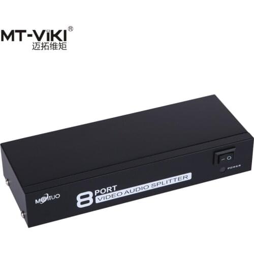 1x8 8 port video audio Splitter distributor AV RCA one into eight Metal Housing