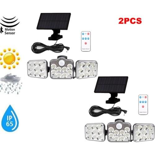 2pcs 138 led remote seperable Solar Lights Waterproof Solar wall Lamp 3 Modes PIR Motion Sensor Street Garden Garage Outdoor Sun
