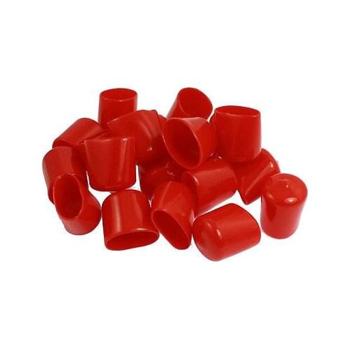 20 Pcs 30mm Height 22mm Inner Dia Round Tip Red PVC Insulated End Caps