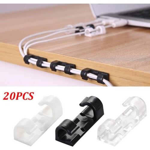 20Pcs Adhesive Data Cable Charging Wire Holder Clips Wall Desk Cord Organizer Can be fixed on any clean and smooth surface with