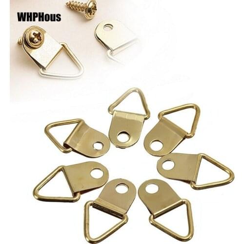 20 Pcs/lot Picture Hangers Golden Brass Photo Picture Frame Wall Mount Hanger Hook Ring Iron