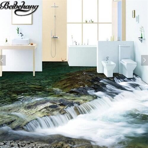 Beibehang Custom home decoration floor painting 3D self-adhesive river water stream pebble floor painting to paste pictures