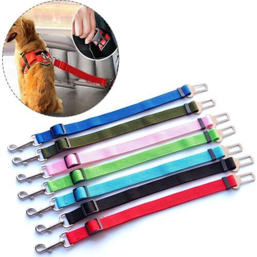 Free Pet Dog Adjustable Harness Lead Leash Cat Car Seat Belt For Accessories Goods Small Medium Travel Clip French Bulldog