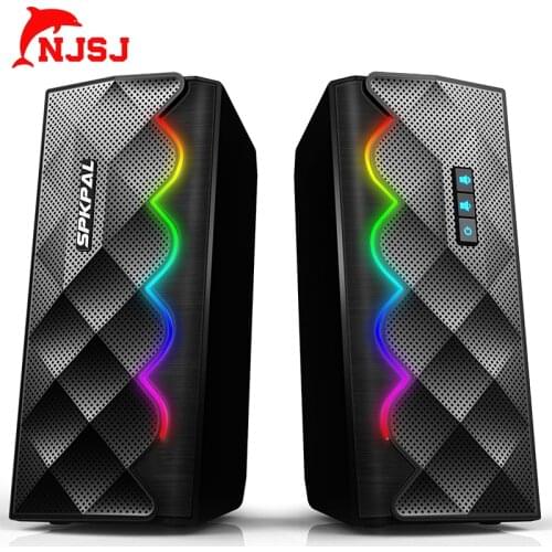 NJSJ USB Bluetooth-Computer Speaker Bass Stereo Subwoofer Color LED Light Notebook Computer Smartphone MP3 Bluetooth Speaker