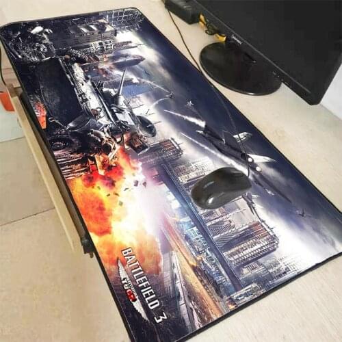 XGZ Battlefield Large Size Gaming Keyboard Mouse Pad PC Computer Gamer Mousepad Desk Mat Table Mat Lock Edge for CS GO LOL Dota