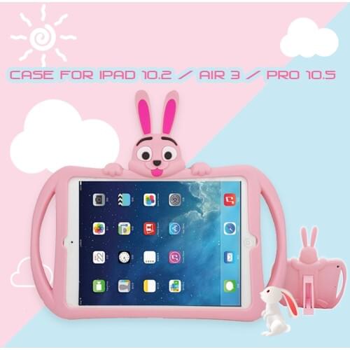 Kid Case for iPad 8 8th 7th 6th 5th Generation 10.2 Air 3 2 1 9.7 Mini 5 4 3 2 1 Case Cartoon Silicon Handle Stand Tablet Cover