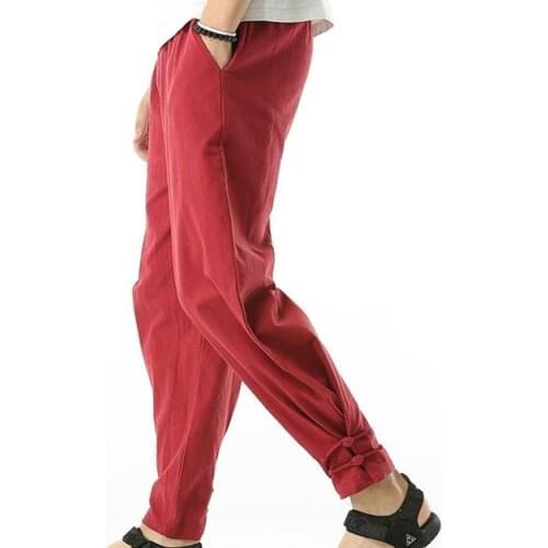 Cotton men pants loose tangkung fu martial arts trousers tai chi lay meditation bloomers haroun pants gray/green/red/gray/blue