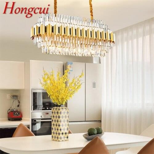 Hongcui Pendant Light Postmodern Gold Luxury Crystal LED Lamp Chandelier for Home Dining Living Room