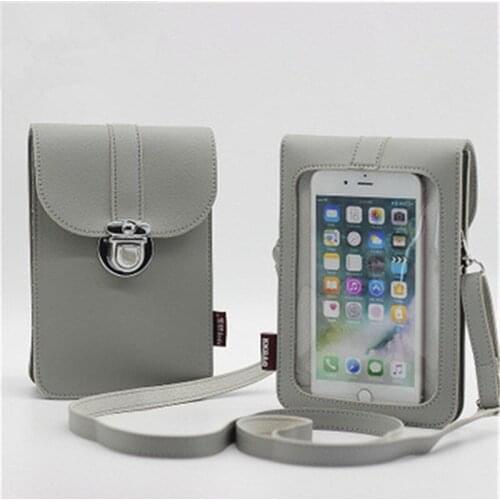 Touch Screen Cell Phone Purse Smartphone Wallet Leather Shoulder Strap Handbag Women Bag for Iphone X Samsung S10 Huawei P20