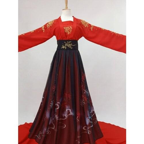 Black Red Embroidery Lycorisradiata Princess Fairy Hanfu Costume Cosplay for TV Play Winter Fur Thick Cloak with Hat