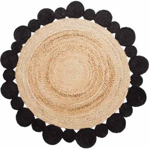 Rug 100% Natural Jute Braided Style Round Reversible Rug Hadmade Area Carpet Rug Bedroom Decor