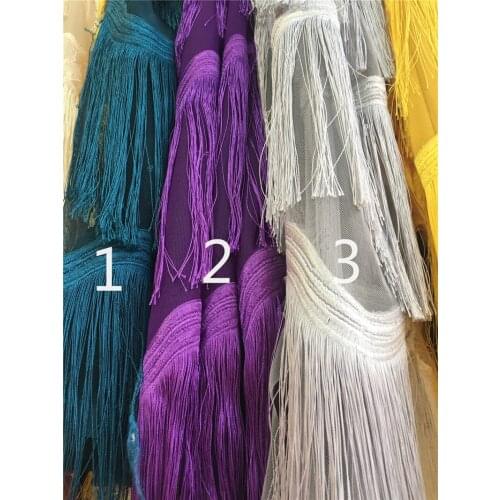Embroiderd lace fabric JRB-112310 with pretty fringe beautiful Nigerian sequins lace fabric for party dress