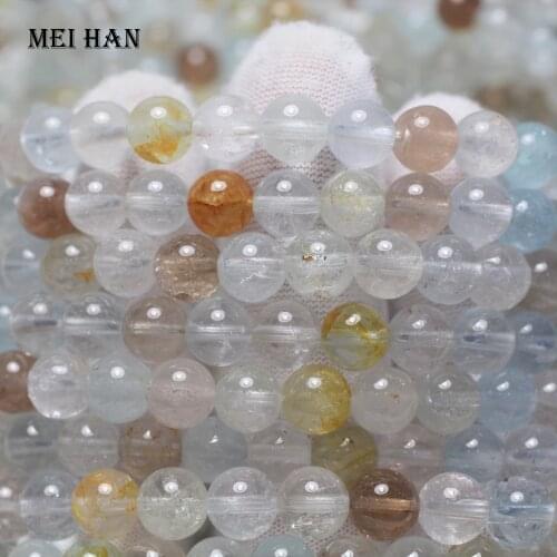 Meihan Natural rare colorful Topaz 7.5-8mm (1 bracelet) smooth round loose stone beads for jewelry making design