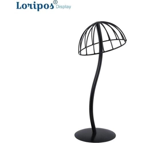 Iron Art Cap Display Shelf Black Cap Display Rack Wig Display Stand Hat Display Holder Black Metal Wig Hanging Bracket Frame