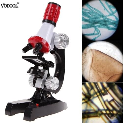 Kids Microscope Kit Science Lab LED 100-1200X Biological Microscope Home School Educational Toys children Optical Instruments