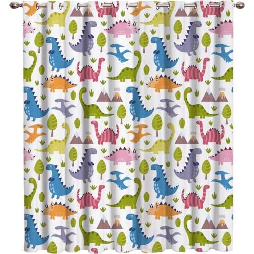 Lovely Dinosaur Patterns Room Curtains Large Window Bathroom Decor Outdoor Swag Curtain Panels With Grommets Party Decoration