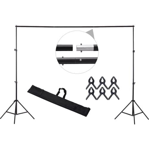 CZ stock 78*78in Aluminium Alloy Photography Studio Background Backdrop Stand Photo Video Kit 6*Clips for Home Studio Recording