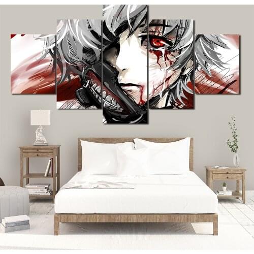 Prints Pictures Home Wall Art Modular Poster 5 Panel Tokyo Ghoul Animation Painting On Canvas Living Room Decorative Framed