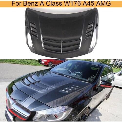 Car Front Bumper Engine Hood Cover Bonnet for Mercedes-Benz A Class W176 A45 AMG A180 A200 A220 A260 2013-2018 Carbon Fiber