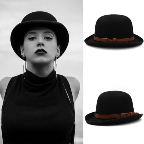 Woolen top hat with oval top and hard top for men and women