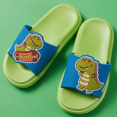 Kids Slippers New Summer Rainbow Cartoon Dinosaur Boys Girls Slippers PVC Non-slip Children Beach Shoes Baby Home Sandals qq313