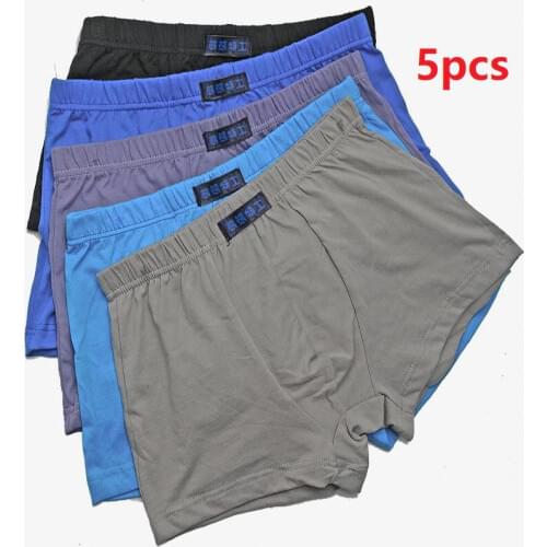 5Pcs/Lot 6XL 110KG 100% Cotton Boxer Men Underwear Four Shorts Underpants MenS Boxers Shorts Breathable Pure color Random