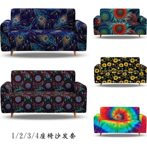 Bohemian Sofa Cover Non-slip Stretch All Seasons Universal All-inclusive Cover Case for Corner Sectional Sofa 4 Seater Slipcover