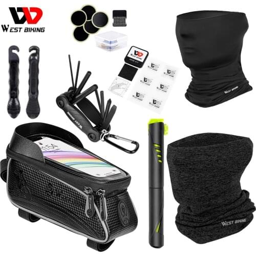 WEST BIKING Bicycle Tools Kit MTB Road Bike Pump Bag Cycling Face Cover Portable Repair Tool Set