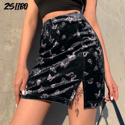 Butterfly Embroidery High Waist Mini Black Skirts Skirts Womens 2020 Streetwear Vintage Skirts Harajuku Punk Gothic Dropshipping