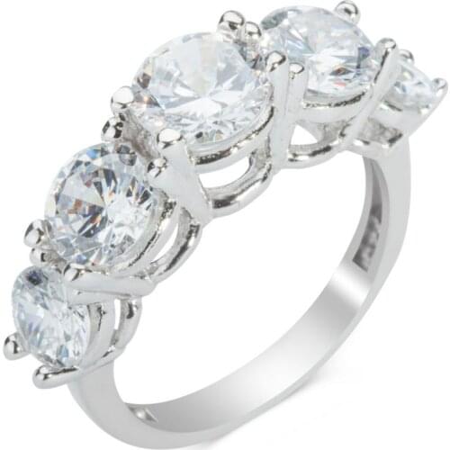 925 Sterling Silver Women Zircon Stone Ring Silver Five Stone Ring Solitaire Jewelry Wedding Engagement Women Ring