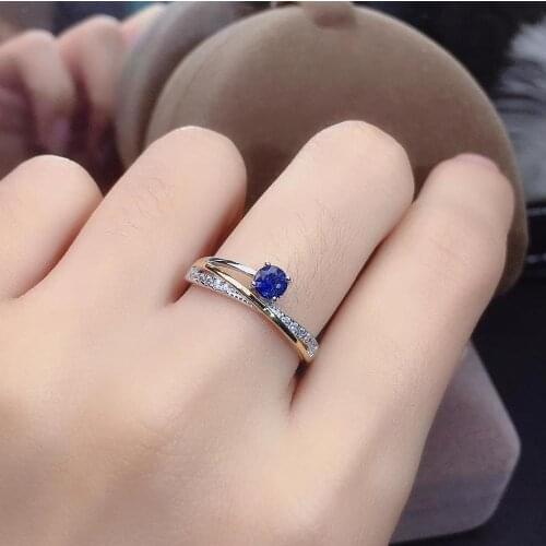 Fashion grace Bow delicate Natural blue sapphire gem ring S925 silver natural gemstone ring girl women party gift fine jewelry