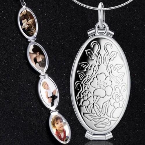 Rose Flower Expanding Photo Locket Necklaces & Pendant Chocker Necklace Put 4 Photos Fashion Jewelry For Women