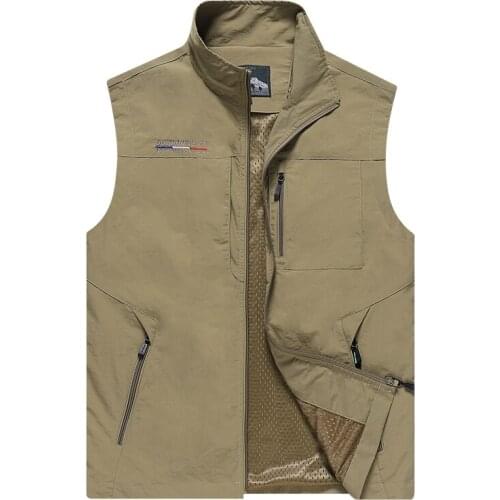 Waistcoat Photographer Sleeveless Jackets Large Size 6Xl Waterproof Multi Pocket Fishing Vest Mens Quick-Drying Mesh Breathable