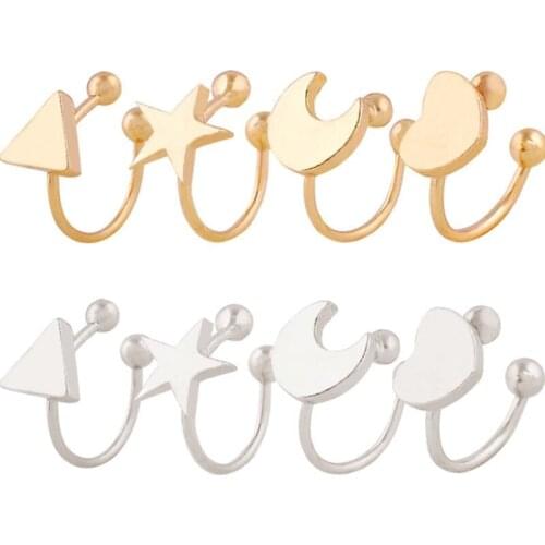1PCS Fashion Gold Color Ear Cuffs Star Heart Moon Clip Earrings for Women Punk Climbers No Piercing Fake Cartilage Earring Gifts