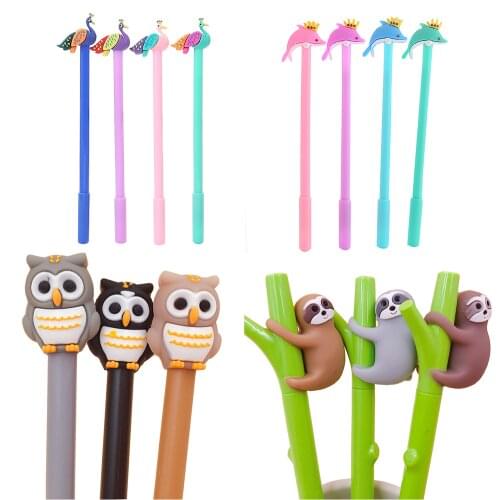 1Pcs Korean Funny Gel Pens Avocado Cat Sloth Animal Cute Kawaii Writing Ink Pen School Office Stationery Supply Thing Kids Gift