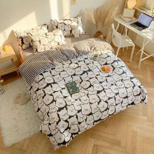 2021New The Bear Series 3/4 Piece Twin Queen Bedding Set Luxury Home textiles Check Stripe Extra Large comforter bedding